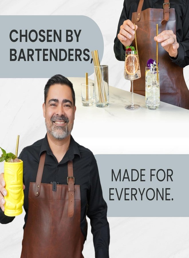 A Bar Above Gold Metal Straws Set, 16 Pc Jumbo Short and Long Reusable Stainless Steel Straws with Wide and Thin Options, Includes Straw Cleaners and Dishwasher Safe Bag, Stylish Gold Bar Accessories - Image 5
