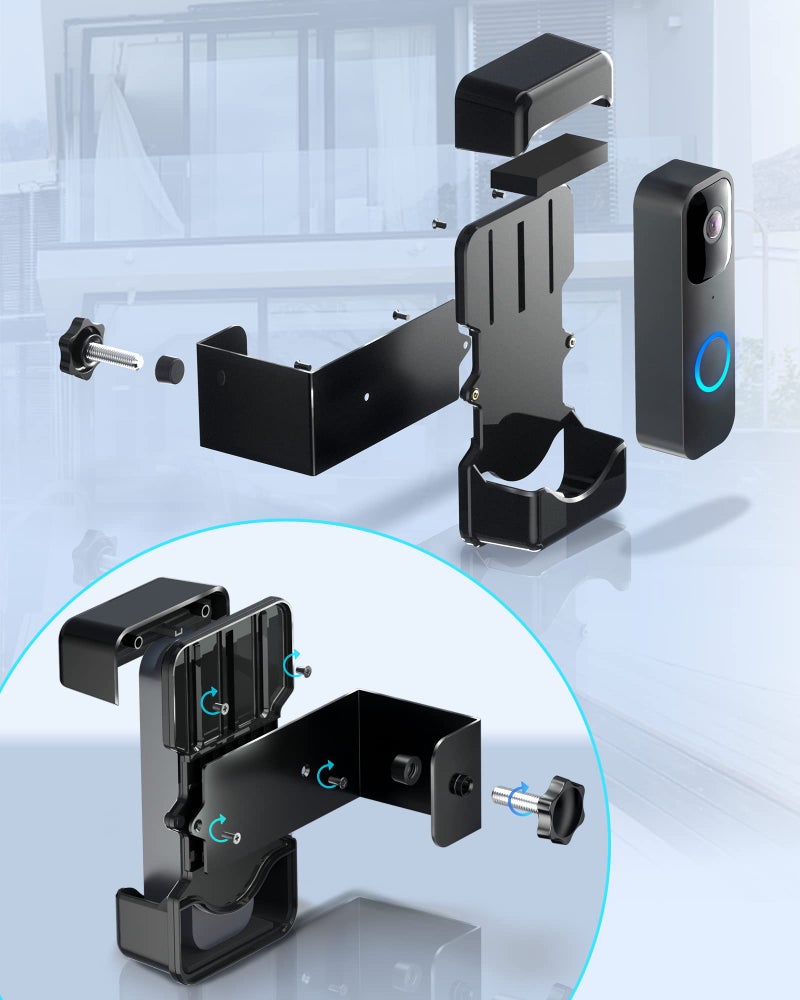 COOLWUFAN Anti-Theft Video Doorbell Mount, Adjustable Height(3.7’’-5.1’’), Compatible with Most Brand Video Doorbell, No-Drill Mounting Bracket for Most Brand Video Bell - Image 5