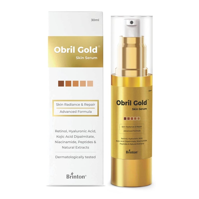 Brinton Brinton Obril Gold Skin Serum for Hyperpigmentation with Hyaluronic Acid for Dark Spot Removal Tan  Acne Marks  Reduces Wrinkles  Fine Lines  30ml x Pack of 3 - Image 2