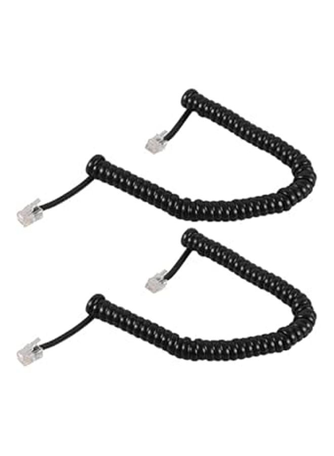Coiled Telephone Receiver Cord 2 Pack Black for Desk and Office Landline Phones - Image 1