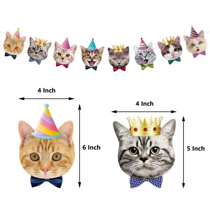 TSJ Cat Birthday Banner  Cat Face Party Banner  Kitty Cat Theme Party Bunting Decoration for Cat Adoption Birthday Party Favors - Image 4