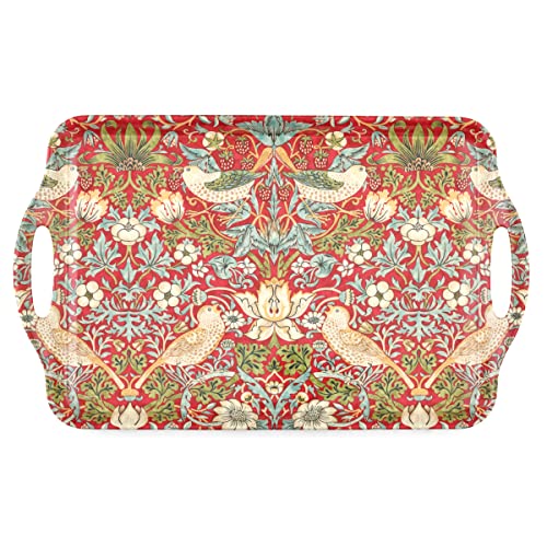 Pimpernel Morris & Co Strawberry Thief Red Melamine Tray with Handles - Elegant Serving Tray for Tea Parties, Decorative Table Display - Stylish Kitchen & Dining Organization, Ideal Gift for Her - Image 1