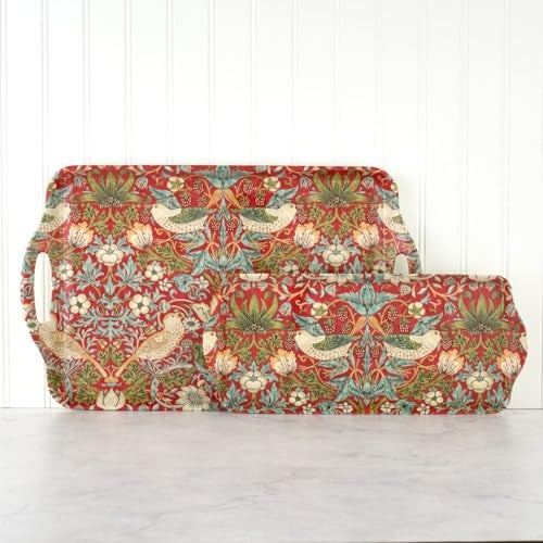 Pimpernel Morris & Co Strawberry Thief Red Melamine Tray with Handles - Elegant Serving Tray for Tea Parties, Decorative Table Display - Stylish Kitchen & Dining Organization, Ideal Gift for Her - Image 5