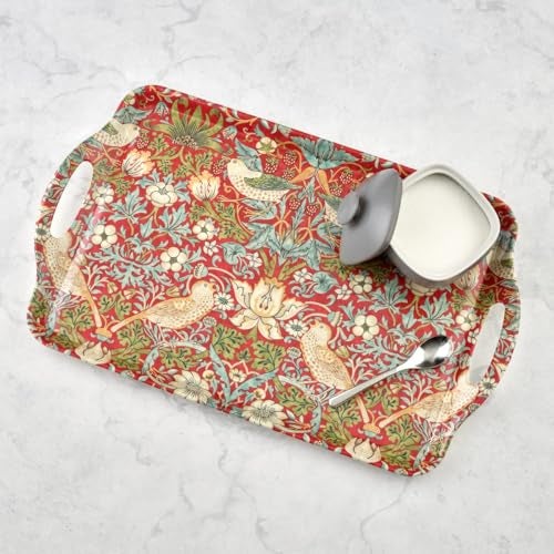 Pimpernel Morris & Co Strawberry Thief Red Melamine Tray with Handles - Elegant Serving Tray for Tea Parties, Decorative Table Display - Stylish Kitchen & Dining Organization, Ideal Gift for Her - Image 4