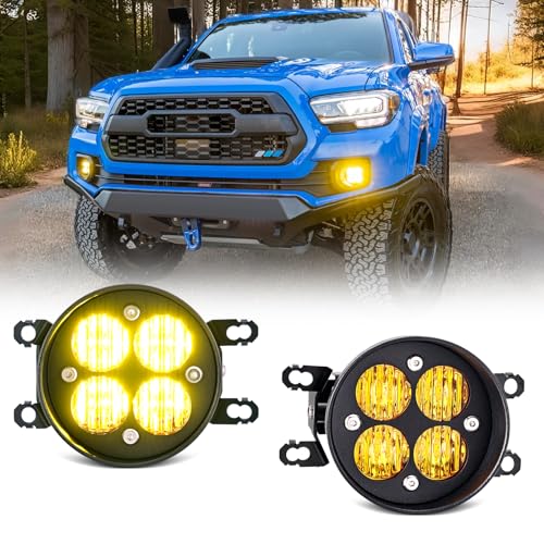 SHINEFIT Yellow Lens LED Fog Lights for Tacoma 20122023 Tundra 20142021 4Runner 20102024 High Power Wide Angle Flood Beam Front Bumper Fog Lights - Image 1