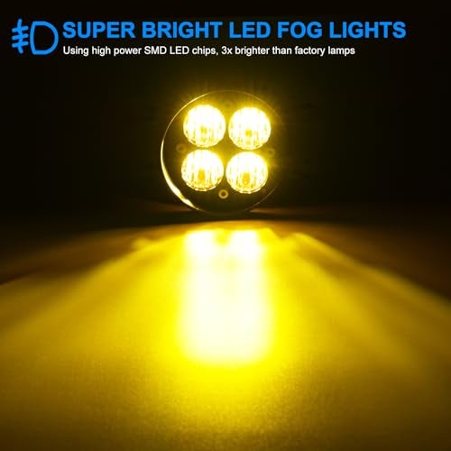 SHINEFIT Yellow Lens LED Fog Lights for Tacoma 20122023 Tundra 20142021 4Runner 20102024 High Power Wide Angle Flood Beam Front Bumper Fog Lights - Image 3