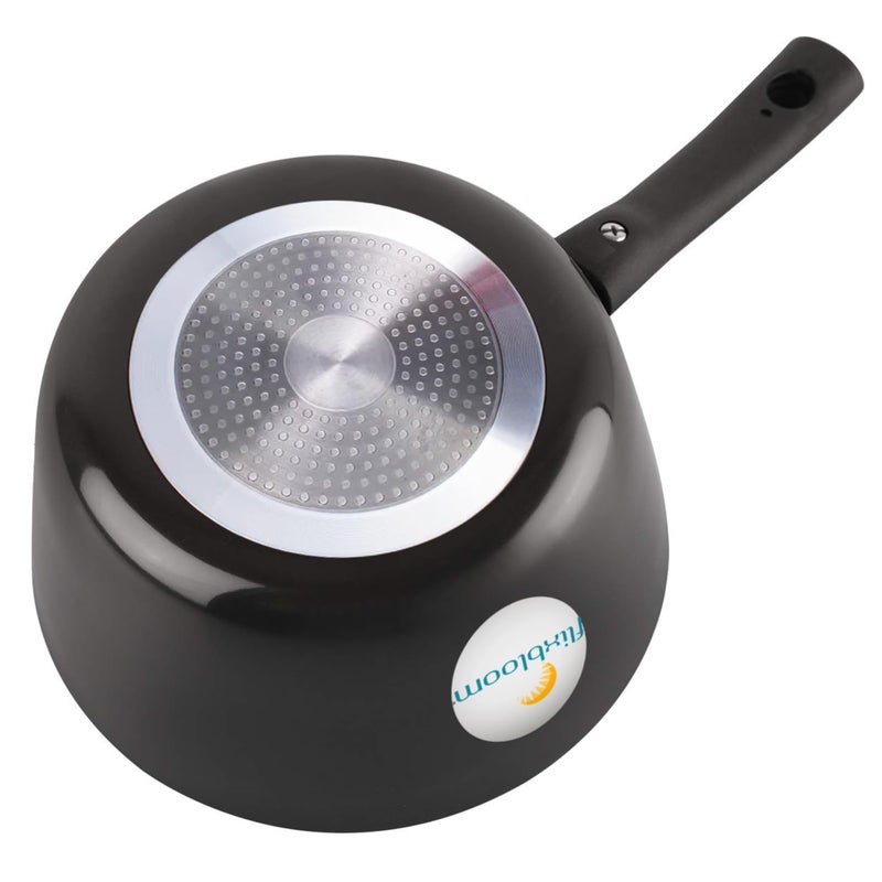 FLIXBLOOM Flixbloom Kitchen Utensil Hard Anodised Cookware Induction Bottom Black Cooking Sacue Pan Tea Pan Milk Pan TPan 2 Litre  - Image 3