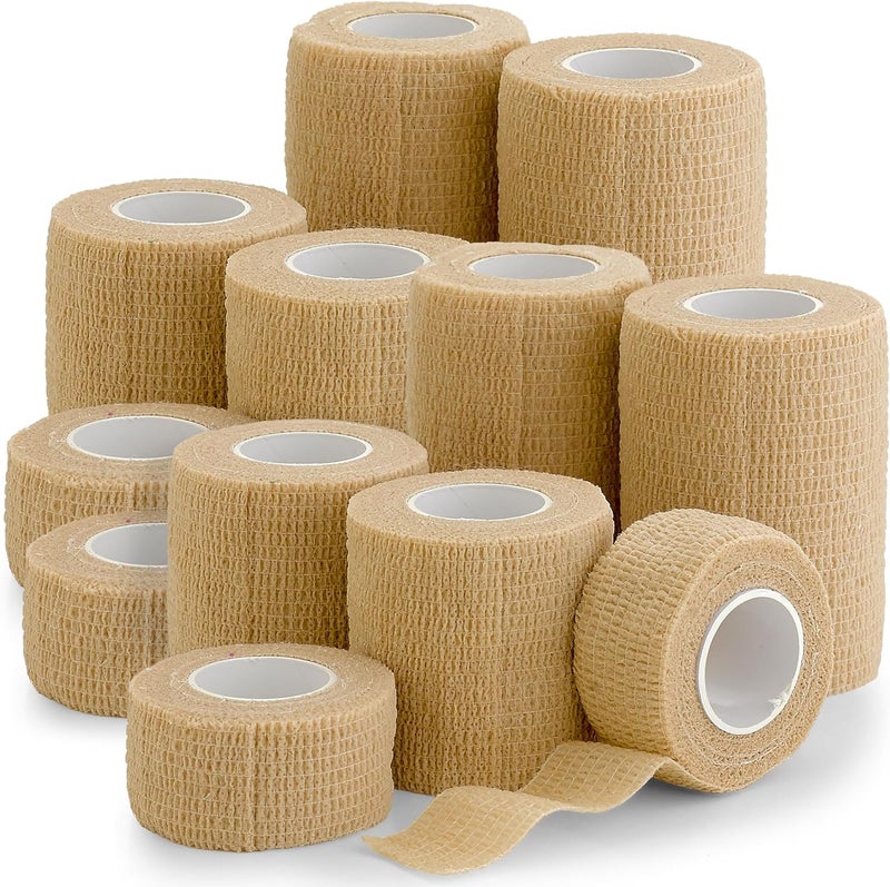 MEDca Self Adherent Cohesive Tape  Pack of 121 2 3 x 5 Yards Light Tan Self Adhesive Bandage Rolls  Sports Athletic Wrap for Ankle Wrist Sprains - Image 1