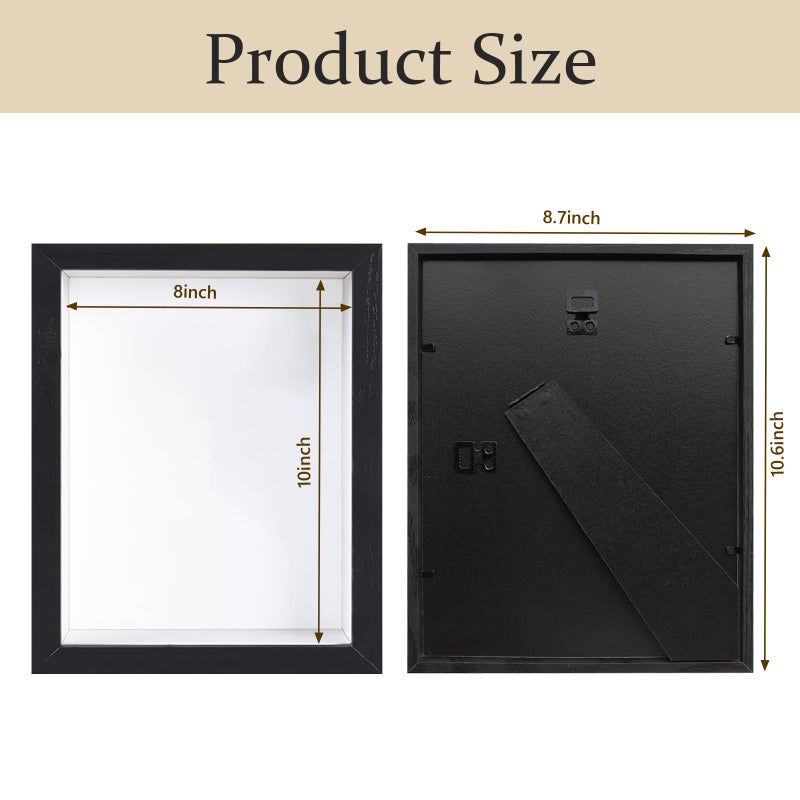 SMZCTYI Shadow Box Frame 8x10 - 3 Pack Wood Deep Shadowbox with Glass Shadow Boxes Display Cases Suitable for Photos  Dried Flowers  Handicrafts Picture Frames for Wall (Black) - Image 4