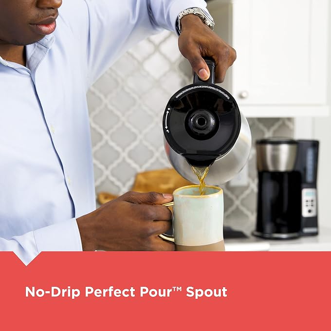 BLACK&DECKER 12 Cup Thermal Programmable Coffee Maker with Brew Strength and VORTEX Technology, Black/Steel, CM2046S | Programmable coffee maker with Vortex showerhead, brew strength control and mess-free Perfect Pour spout. - Image 2