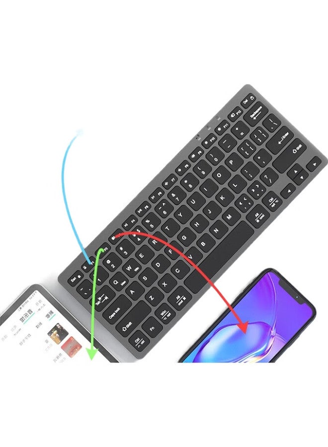B.O.W Hangshi (Bow) Hd098C Dual-Mode Wireless Bluetooth Charging Keyboard, Compatible With Phones, Tablets, Ipad, Computers, Apple, Xiaomi, Huawei, Universal Three-Mode Keyboard For Office Use, Gray And Black - Image 3