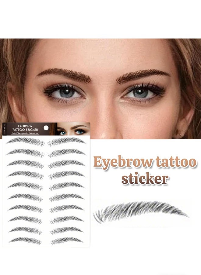 Eyebrow Tattoo Stickers Waterproof Transfers Stickers Peel Off 6D Sticker Nature False Eyebrows Hair-Like Long Lasting for Woman Makeup Tool 20 Pairs Black - Image 3