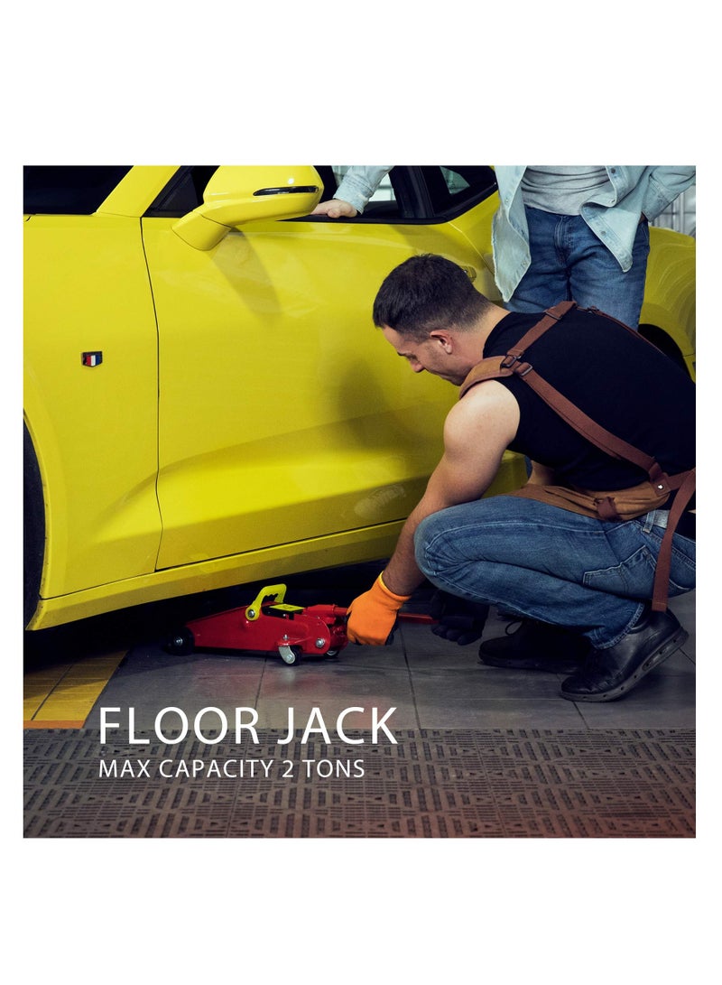 ZLH HITY 2 Tons Hydraulic Trolley Car Lift Jack, Low Profile Floor Jack with Single Piston Fast Lift Pump, Wide Lifting Range Swivel Rear Casters - Image 2