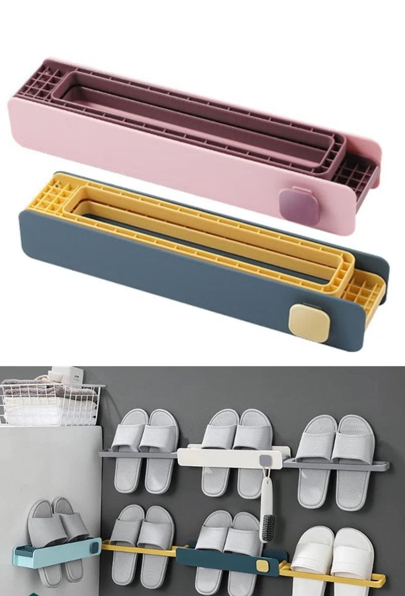 Inder Folding Slipper Holder Towel Hanger Bathroom Slipper Rack Wall Mounted Pink And Deep-Blue - Image 1