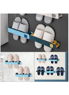Inder Folding Slipper Holder Towel Hanger Bathroom Slipper Rack Wall Mounted Pink And Deep-Blue  - Image 2