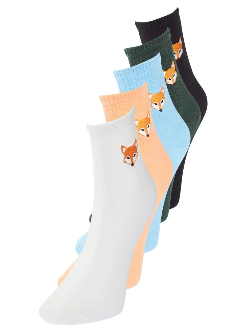 trendyol 5 Pack Assorted Embroidered Socks