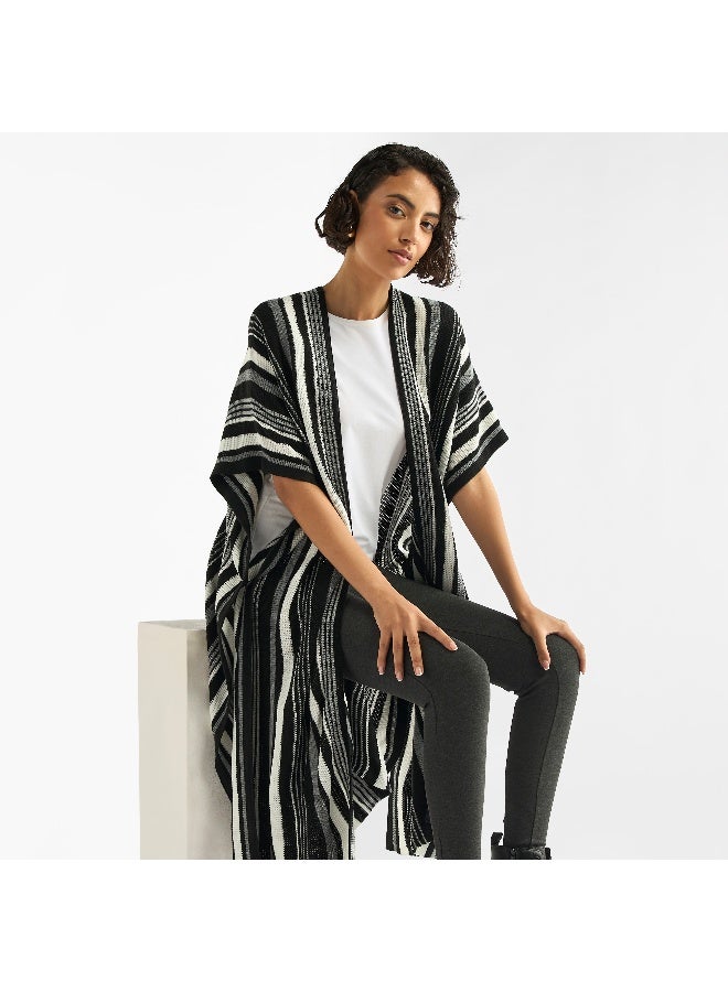 Splash FAV Striped Open Front Longline Cardigan - Image 1