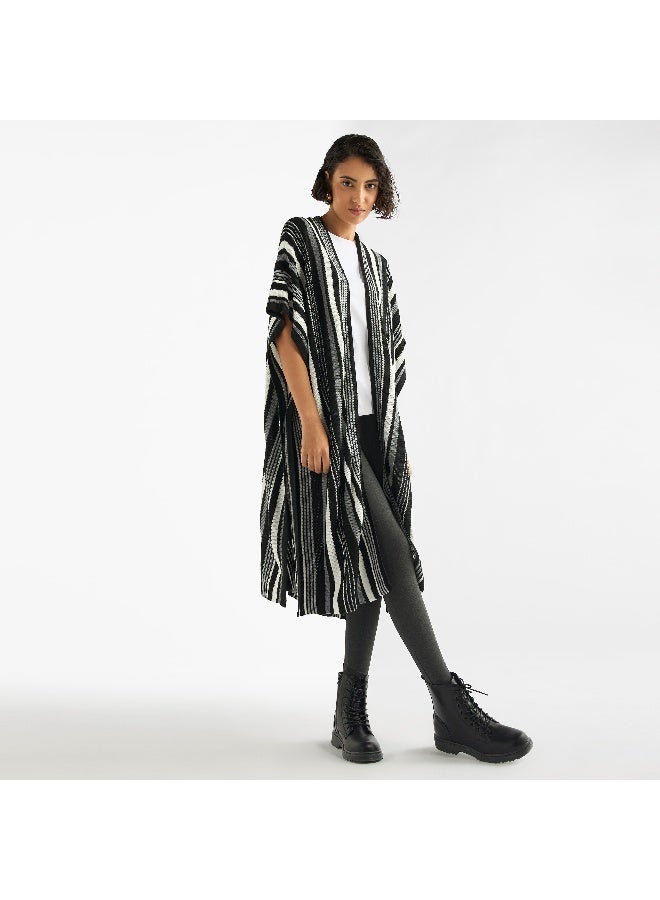 Splash FAV Striped Open Front Longline Cardigan - Image 2