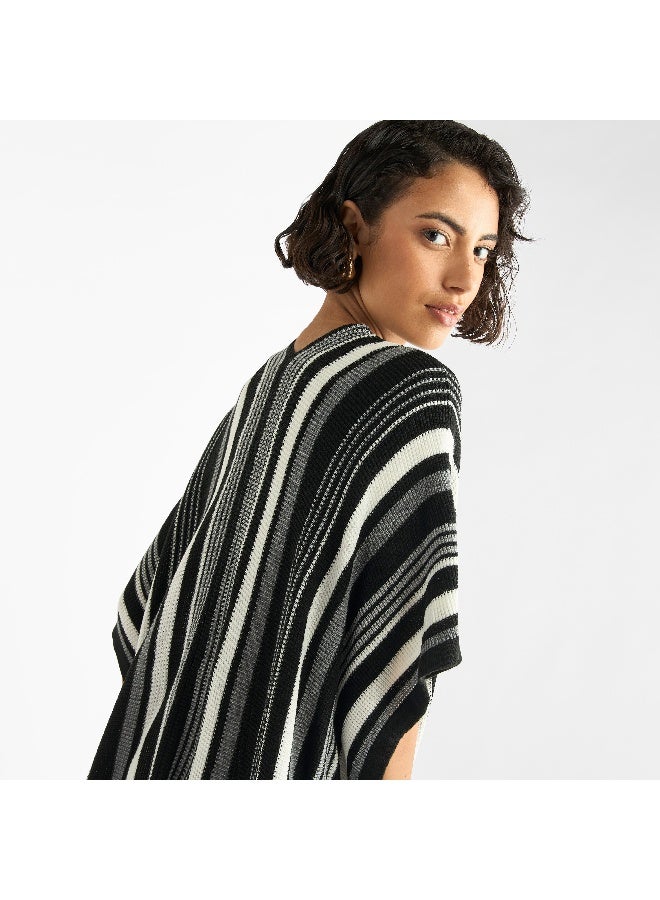 Splash FAV Striped Open Front Longline Cardigan - Image 4