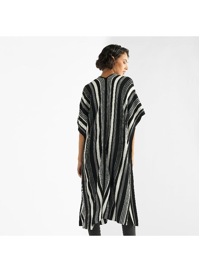 Splash FAV Striped Open Front Longline Cardigan - Image 3