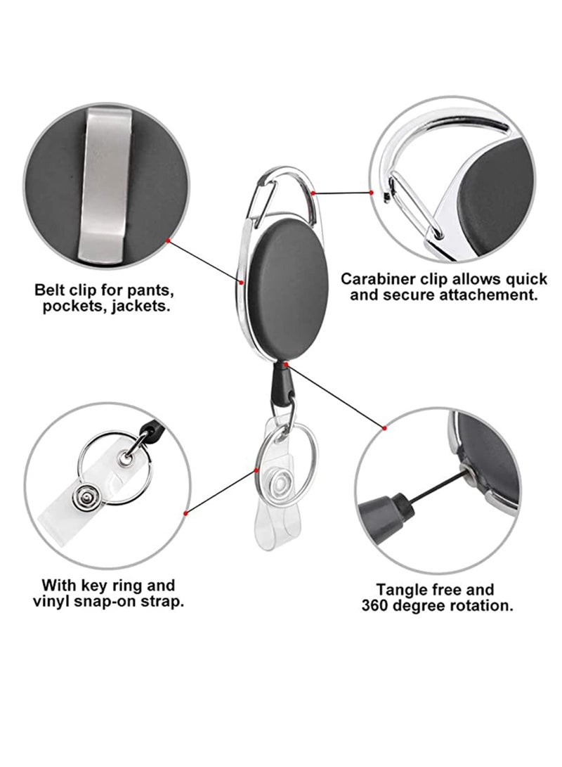 4 Packs Retractable Keychain, Badge Holder Reel Clip, Heavy Duty Name Tag ID Card Holder, Keychain Ring Carabiner, Keys Cards ID Badges, for Hung on Waist, Chest, Backpack, Trouser Pocket - Image 3