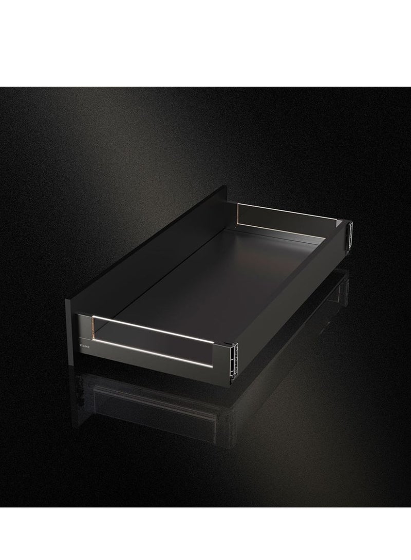 STARKE High-Cut Drawer Box with Glass & Light,Tempered Glass, Aviation Aluminum,Dual Color Temperature 4000K/6000K, AA Battery,148mm Back Panel, 12mm/8mm Glass - Grey (Jane Series High Cut) (390-400 mm) - Image 4