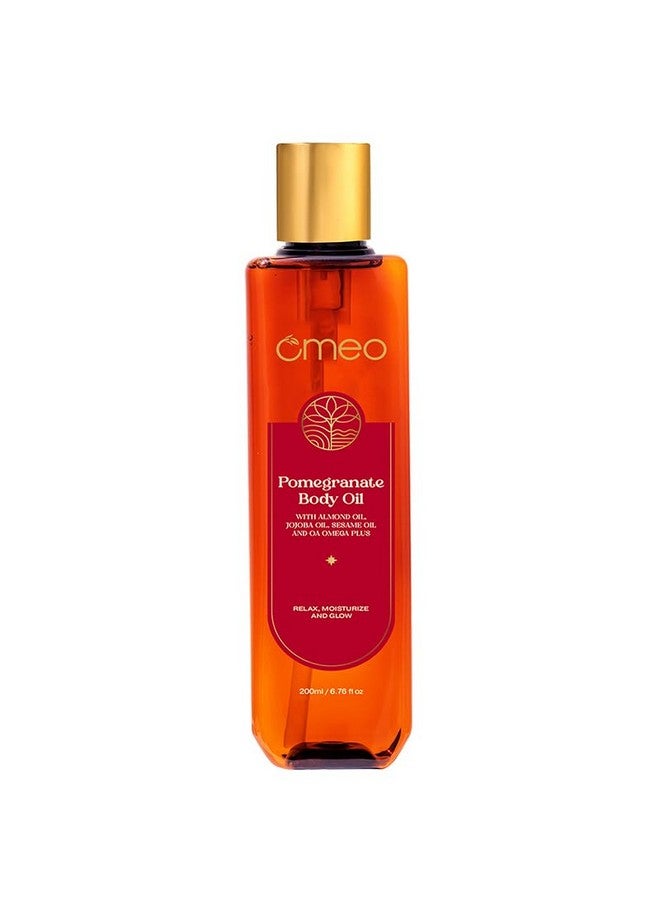 Omeo Pomegranate Body Oil for Winter- Moisturization, Nourishing & Hydrating Skin Care with Pure Pomegranate Extract, Almond Oil,100% Organic and Natural Skin Care for Soft & Smooth Skin, 200ml - Image 1