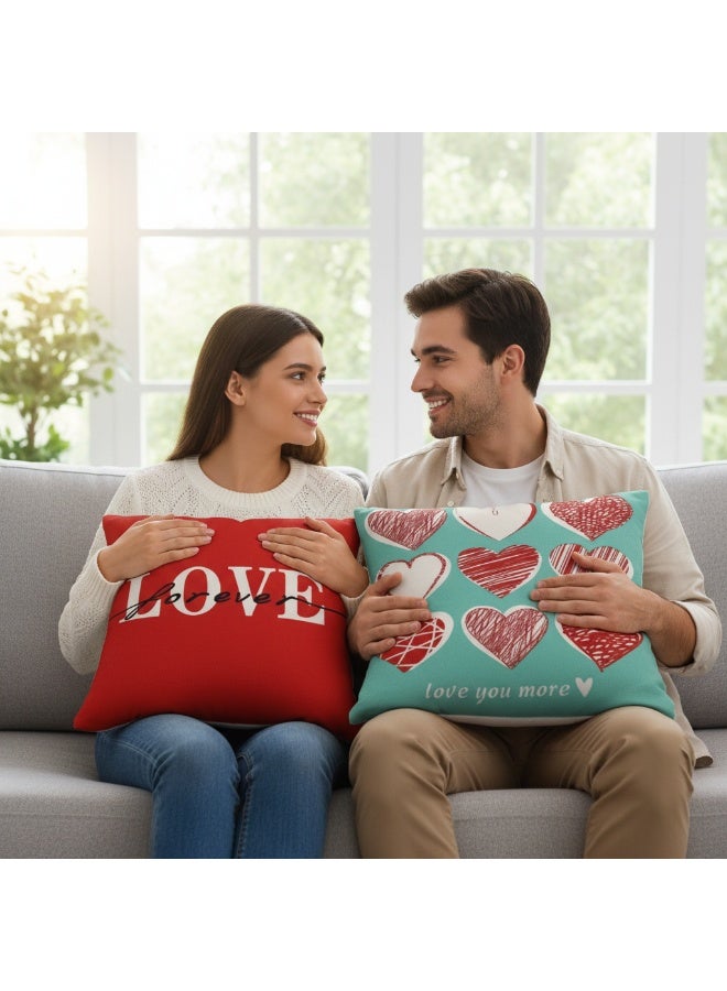 الأزرق جي دبليو 45*45 سم غطاء وسادة ديكور منزلي ناعم لزوجين حديثي الزواج مكون من قطعتين - Image 1