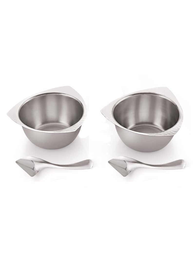 FINALITY FINALITY Stainless Steel triangale Hammared Dessert Bowl with Z Spoon Size 10 cm 2  - Image 1