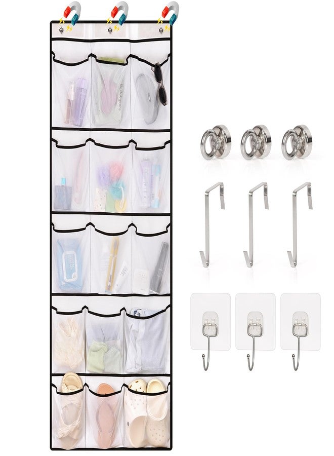 Olpchee Over The Door Cruise Ship Organizer - Cruise Ship Magnetic Door Organizer with 15 Size-Graded Pockets, Hanging Magnetic Cruise Storage Shoe Rack for Cabin, 2025 Cruise Essential, 9 Hooks(White) - Image 1
