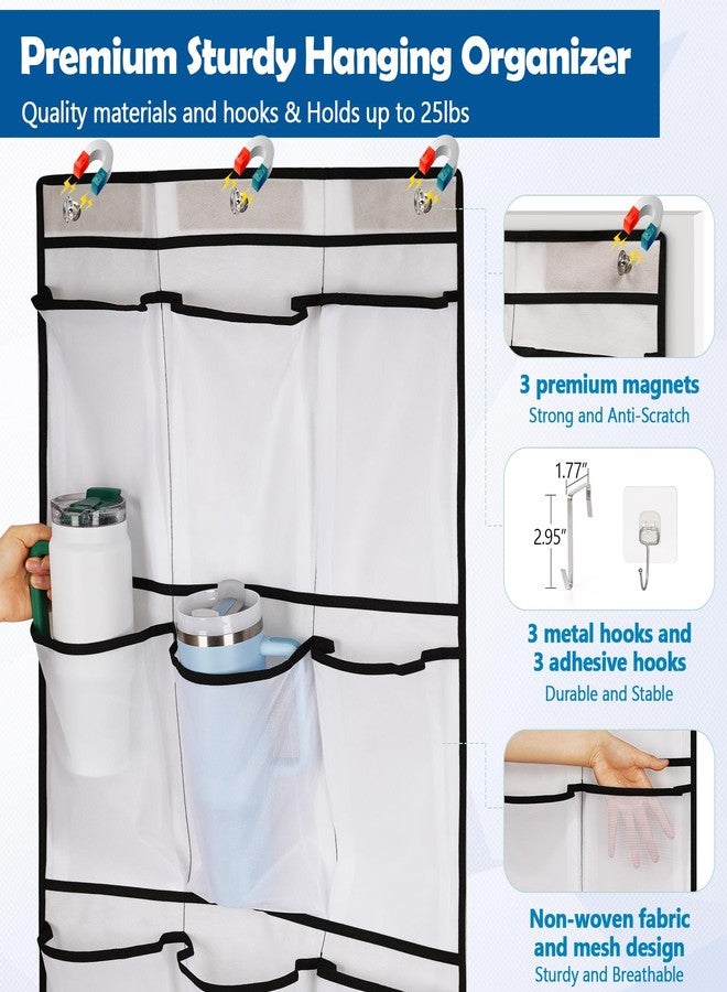 Olpchee Over The Door Cruise Ship Organizer - Cruise Ship Magnetic Door Organizer with 15 Size-Graded Pockets, Hanging Magnetic Cruise Storage Shoe Rack for Cabin, 2025 Cruise Essential, 9 Hooks(White) - Image 4