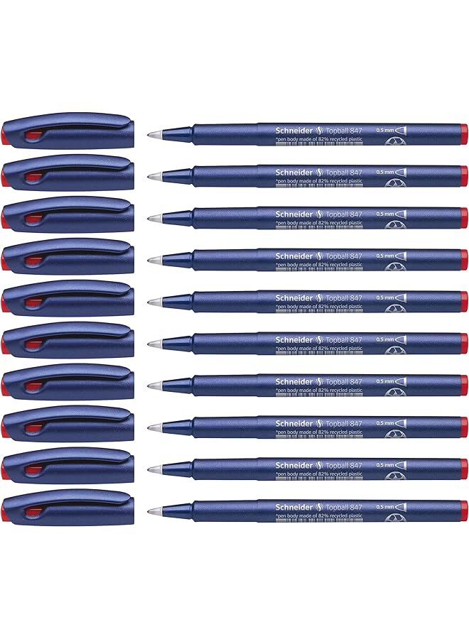 Schneider Topball 847 Rollerball Pen Red Pack Of 10 - Image 1