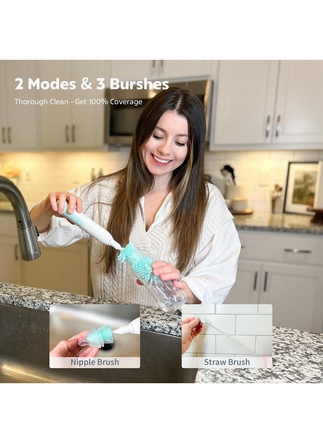 MomMed - Electric Bottle Brush, Electric Baby Bottle Brush Set With Silicone Bottle/Pacifier/Straw Brush And Mixing Head, Waterproof Bottle Cleaner Brush With Drying Rack, 2 Modes & 360° Rotation - Image 1