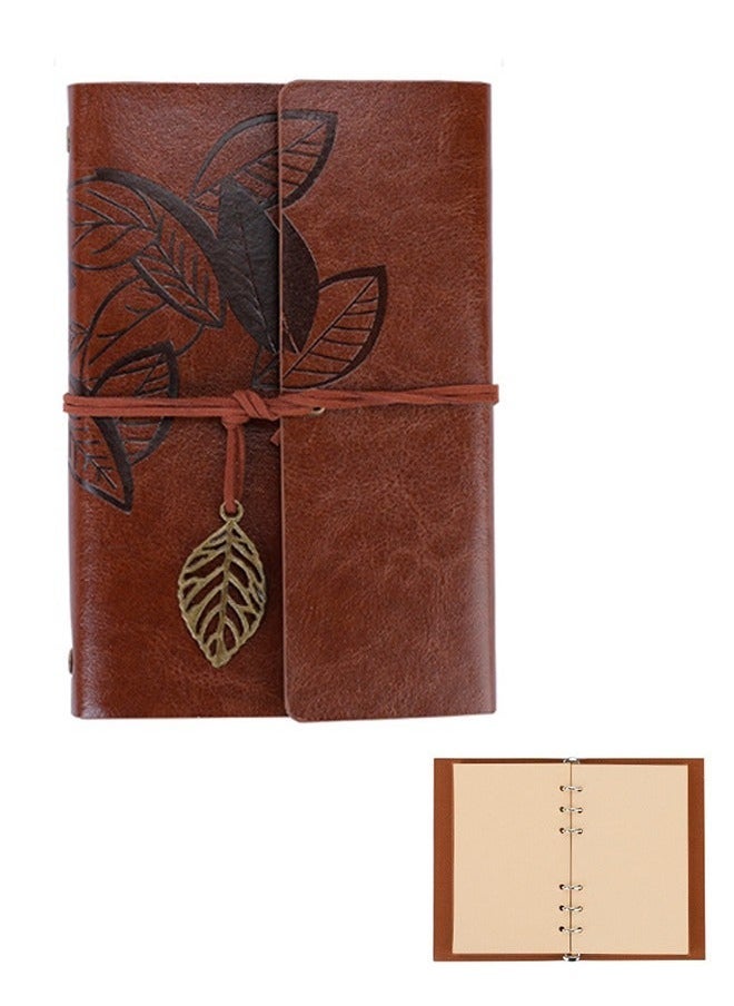 Vintage Leather Notebook, Blank Writing Journal Notebook, Classic Maple Leaf Vintage Spiral Bound Notebook, Travel Journals Art Sketchbook (A6) - Image 1