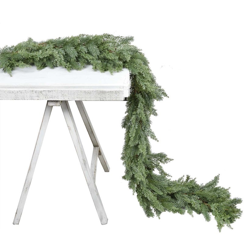 Artiflr Artiflr Artificial Christmas Pine Garland 6 Feet Winter Greenery Garland for Holiday Season Mantel Fireplace Table Runner Centerpiece Decoration 