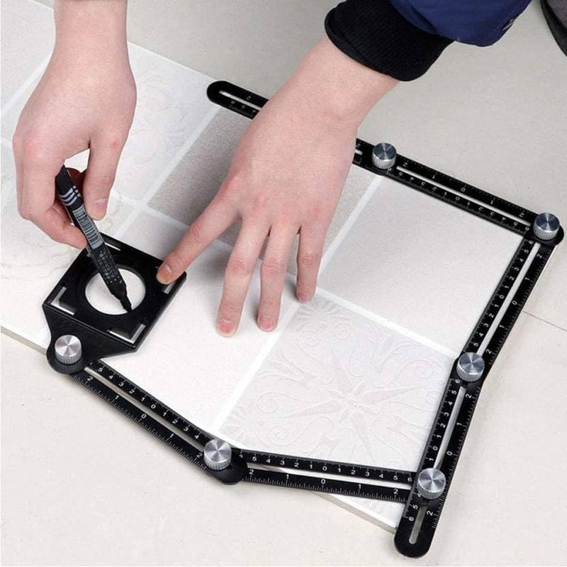 YARAENTERPRISE Aluminium Alloy Six Fold Measuring Ruler Tile Hole Marking Tool - Tile Hole Opening Locator Universal Template Tool Angle Ruler - Pack of 1 Marking Gauge - Image 2