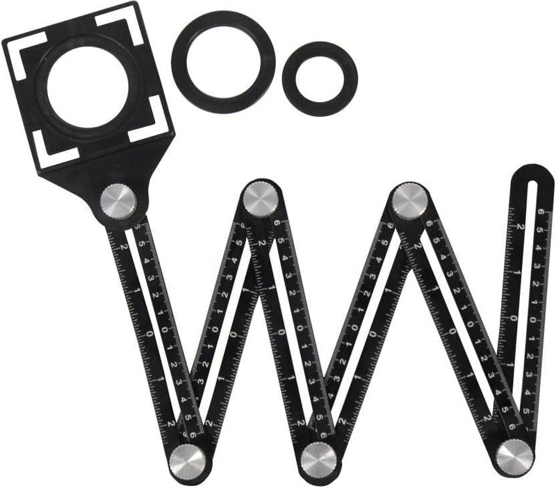 YARAENTERPRISE Aluminium Alloy Six Fold Measuring Ruler Tile Hole Marking Tool - Tile Hole Opening Locator Universal Template Tool Angle Ruler - Pack of 1 Marking Gauge - Image 1