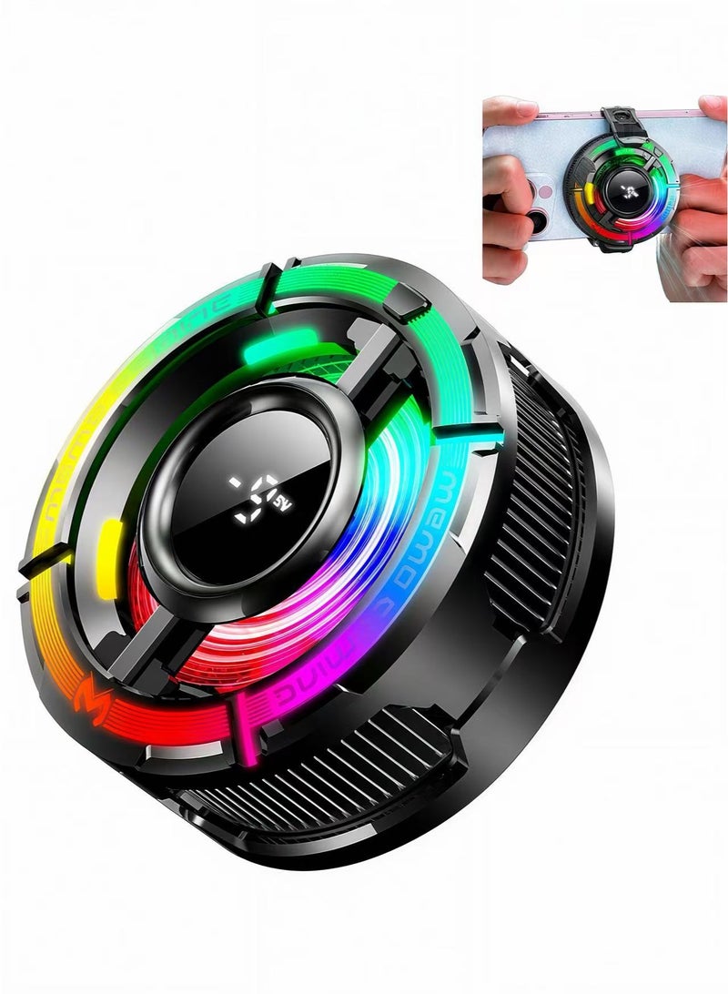 Memo Magnetic Phone Cooler for Gaming, Low Noise Cooling Fan for iPhone with 3 Modes & RGB Light, USB Mobile Phone Cooler with Magnetic Ring & Clip, Compatible with iPhone 16/15 Pro Max, MagSafe, Samsung Galaxy & iPad - Image 1