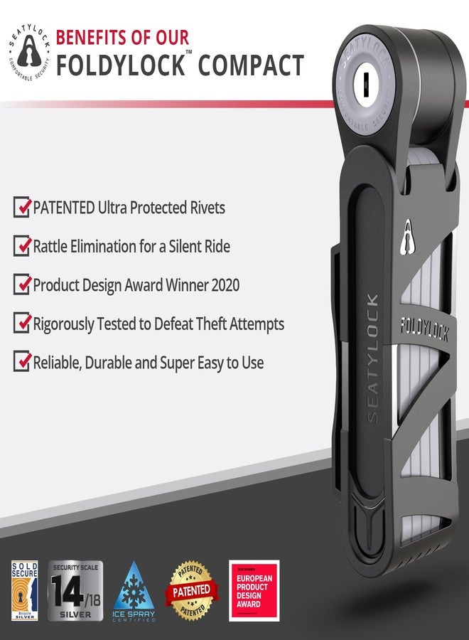 Seatylock قفل دراجة قابل للطي من Seatylock FoldyLock - قفل دراجة حاصل على براءة اختراع وفائز في الاختبارات، مزود بمفتاح وحامل لضمان أمان عالٍ - خفيف الوزن وآمن للدراجات الكهربائية والسكوترات الكهربائية - 85 سم - Image 2