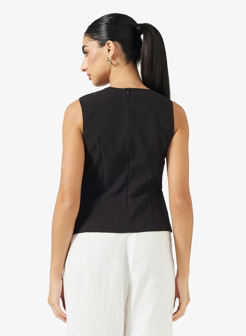 ELLA Sleeveless Top With Aysmmetric Neck