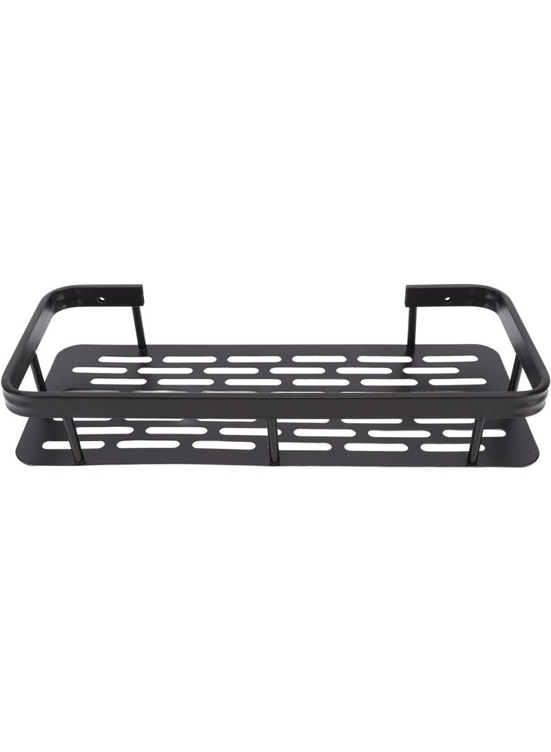Single-Tier Aluminium Shower Caddy Black – Rustproof Bathroom Organizer Shelf with Sticker Installation – Wall-Mounted Storage Rack for Bathroom, Kitchen, Bedroom  - Image 3