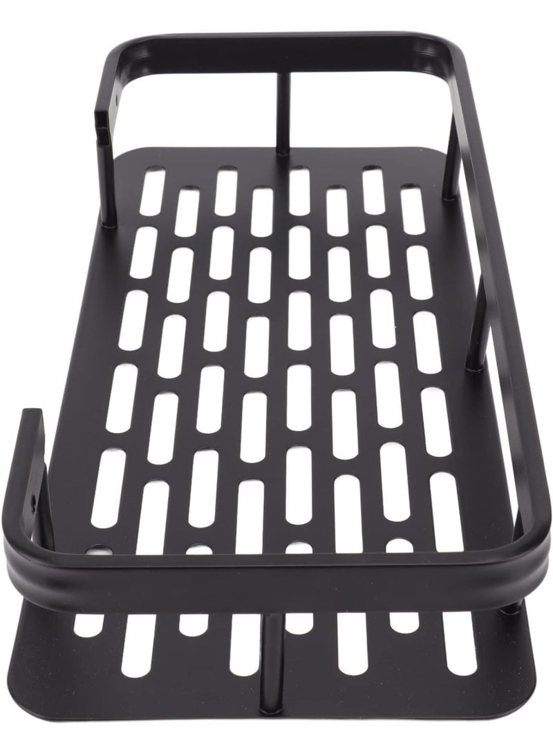 Single-Tier Aluminium Shower Caddy Black – Rustproof Bathroom Organizer Shelf with Sticker Installation – Wall-Mounted Storage Rack for Bathroom, Kitchen, Bedroom  - Image 4