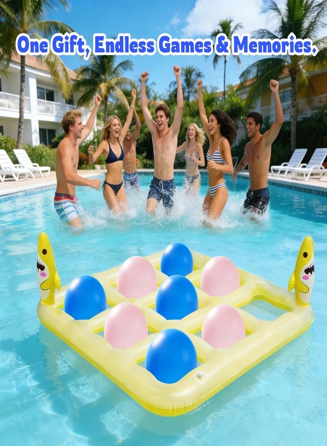 JOMBY 2-in-1 Giant Pool Tic Tac Toe Game - Pool Toys Games Set with 10 Balls & 6 Rings, Inflatable Outdoor Yard Games for Kids Adults Family, for Adults Teens Kids 2-10 Players - Image 2