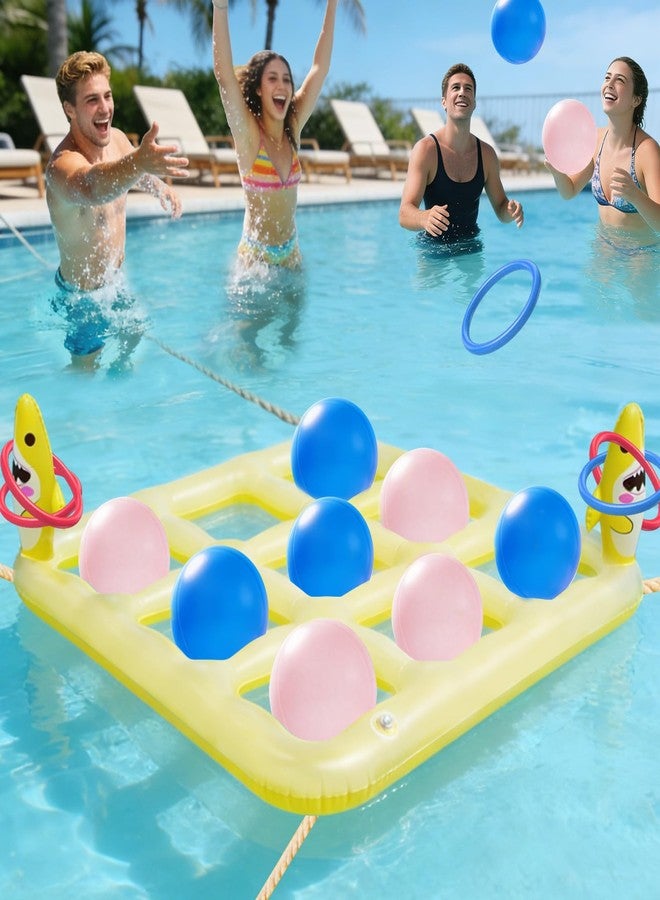 JOMBY 2-in-1 Giant Pool Tic Tac Toe Game - Pool Toys Games Set with 10 Balls & 6 Rings, Inflatable Outdoor Yard Games for Kids Adults Family, for Adults Teens Kids 2-10 Players - Image 4