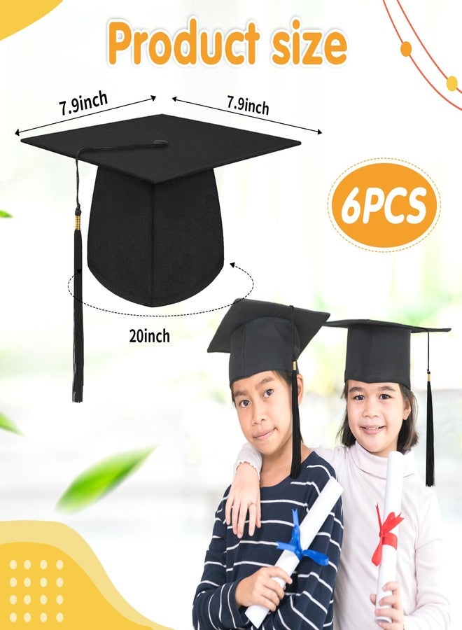 FOIMAS 6pcs Graduation Caps,Black Grad Caps with Tassel Adjustable Grad Hat for Pre-K Preschool Graduation Decoration Supply - Image 2