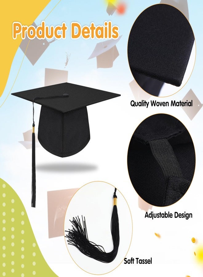FOIMAS 6pcs Graduation Caps,Black Grad Caps with Tassel Adjustable Grad Hat for Pre-K Preschool Graduation Decoration Supply - Image 3