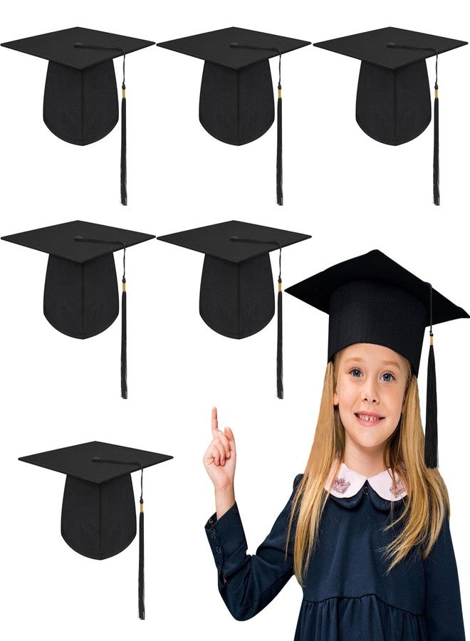 FOIMAS 6pcs Graduation Caps,Black Grad Caps with Tassel Adjustable Grad Hat for Pre-K Preschool Graduation Decoration Supply - Image 1