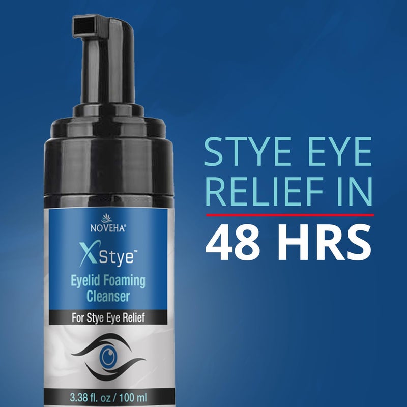 NOVEHA XStye Eyelid Foaming Cleanser - Fast Stye Eye Relief - Formula With Tea Tree Oil - Daily Eyelid and Eyelash Wash For Stye Eyes, Eyelash, & Skin Dryness (3.38 fl oz) - 100mL - Image 2