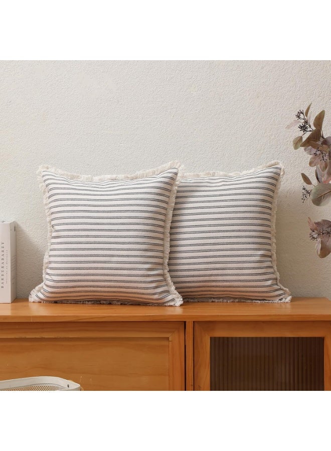 غطاء الوسائد 45x45cm غطاء الوسائد المخطوطة غطاء الوسادة مع تدفق الوسائد الديكور الأنيق أريكة السرير الأريكة غرفة المعيشة غطاء وسادة مربعة غطاء الزراعة الديكور، الرمادي - Image 3