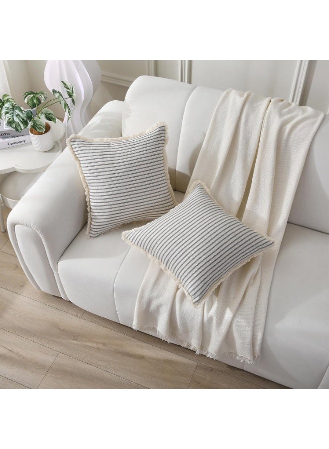 غطاء الوسائد 45x45cm غطاء الوسائد المخطوطة غطاء الوسادة مع تدفق الوسائد الديكور الأنيق أريكة السرير الأريكة غرفة المعيشة غطاء وسادة مربعة غطاء الزراعة الديكور، الرمادي - Image 4